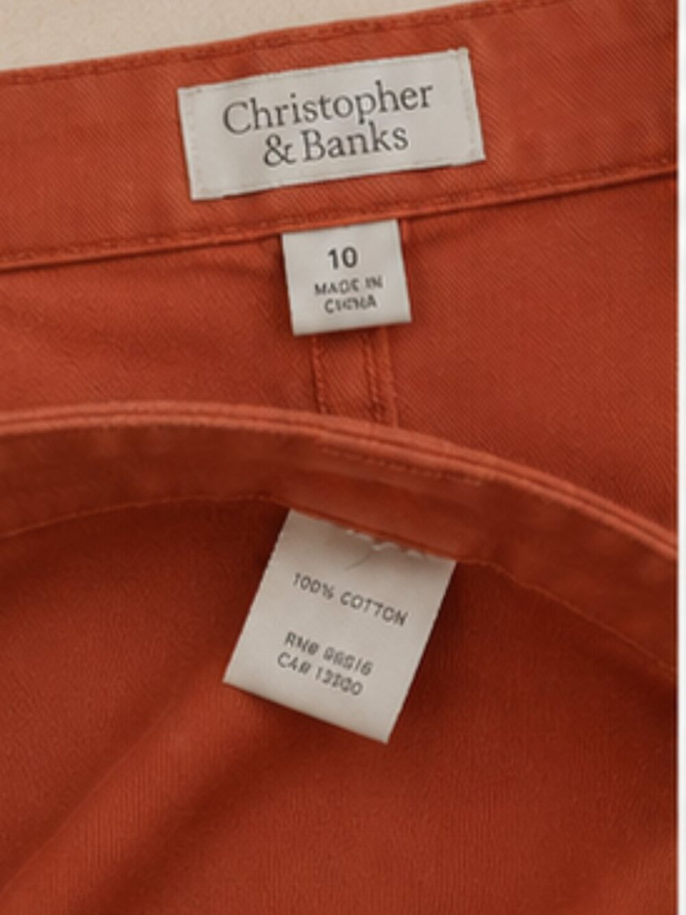 100% Cotton Rust Orange Midi Skirt 10 Quiet Luxury A Line Christopher & Banks - Picture 5 of 6